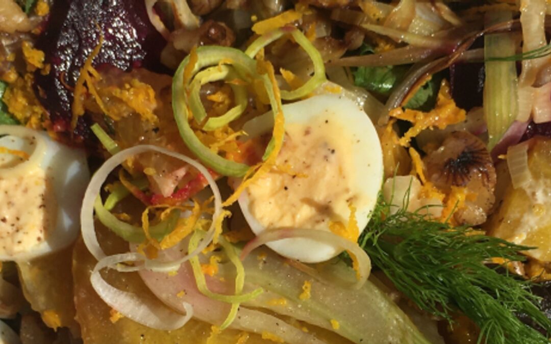 Golden Beetroot, Leek, Fennel & Quail Egg Autumn Salad