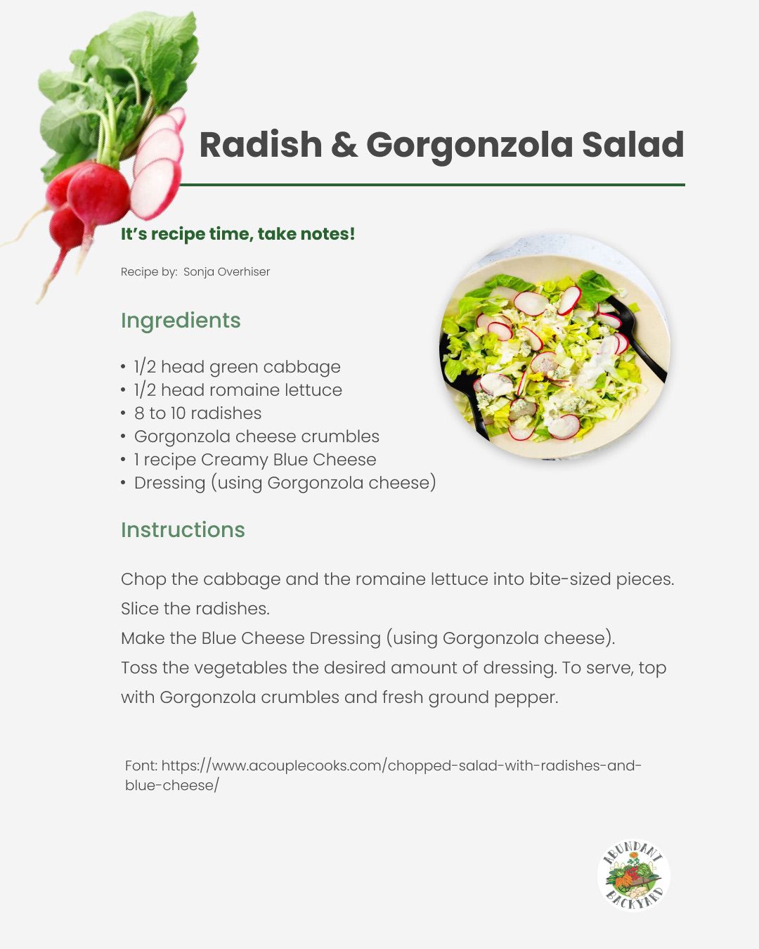 Radish Gorgonzola Salad