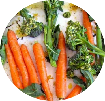 Roasted Broccolini and Baby Carrots with Kale Pesto